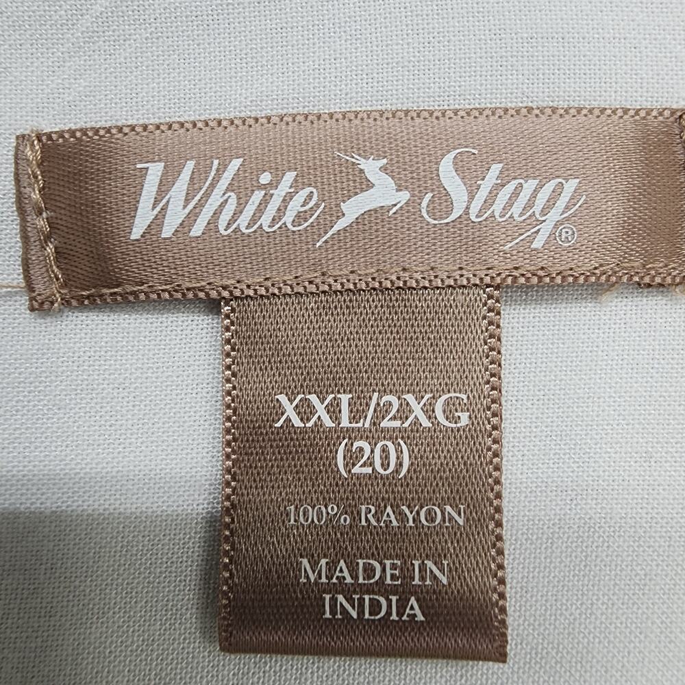 Vintage White Stag Top Womens XXL/2XL White Rayon Roll Tab Long Sleeve Casual - Picture 6 of 10